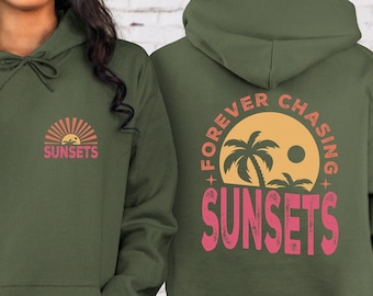 Forever Chasing Sunsets Sweatshirt, Retro Beach Hoodie, Trendy Summer Tee, Retro Summer Sweater, Tropical T-Shirt, Aesthetic Summer Shirt