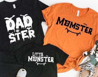 Matching Mom Father and Baby Shirts, Momster Dadster Tshirt, Family Halloween Outfit, Momster, Dadster, Little Monster, Family Matching