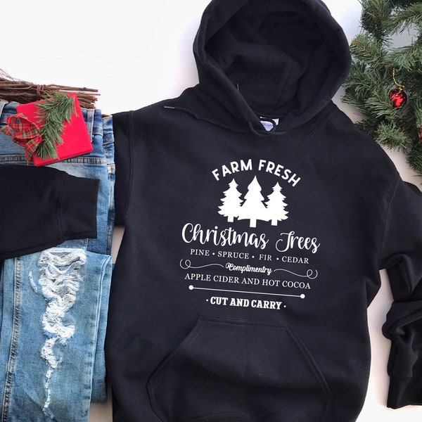Blue Winter Xmas Tree Hoodie