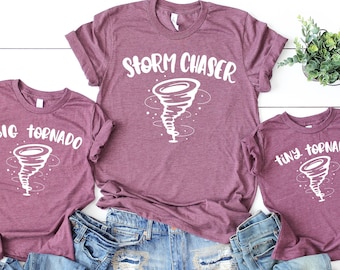 Matching Mama and Mini Family Shirts, Storm Chaser, Tiny Tornado, Mother Son Daughter Custom Tshirts, Matching Outfit, Mothers Day Gift