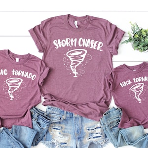 Matching Mama and Mini Family Shirts, Storm Chaser, Tiny Tornado, Mother Son Daughter Custom Tshirts, Matching Outfit, Mothers Day Gift