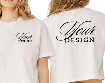 Custom Text Logo Crop Tops, Customized Cropped T-shirts, Custom Logo Crop Tees, Custom Company Shirts, Custom Women Tees, Custom Design Tees