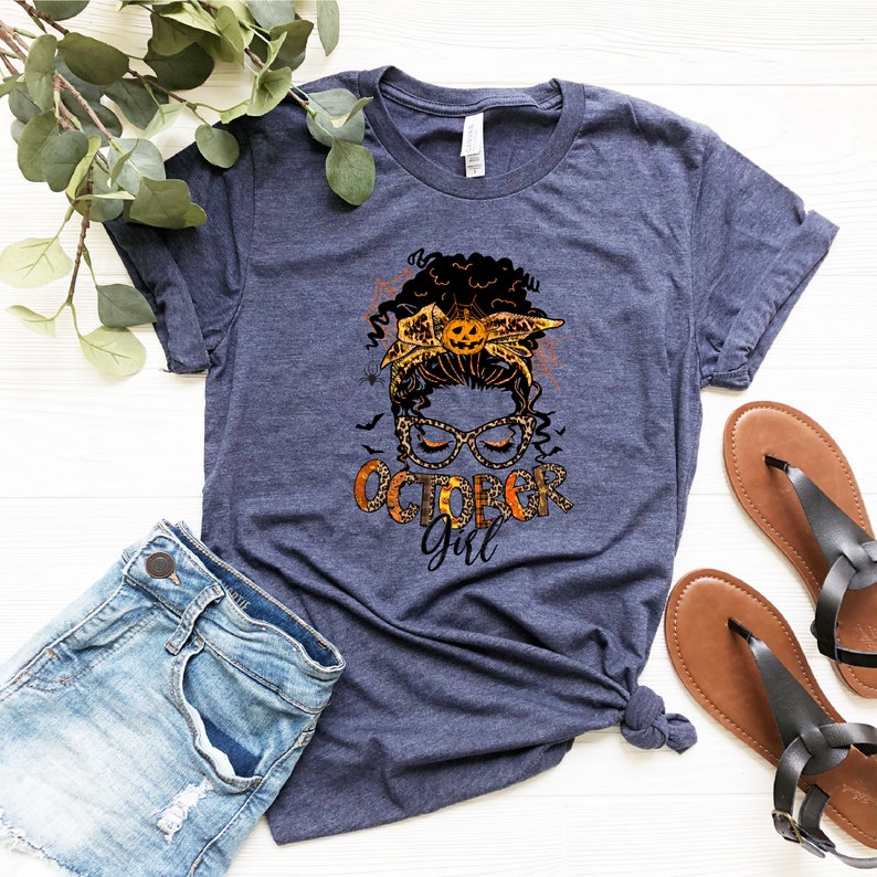 October Girl Shirt Messy Bun Glasses October Girl Tshirt - Etsy