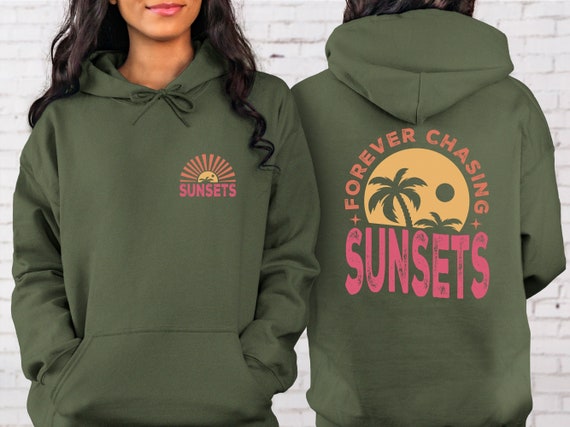 Forever Chasing Sunsets Sweatshirt, Retro Beach Hoodie, Trendy Summer Tee, Retro Summer Sweater, Tropical T-Shirt, Aesthetic Summer Shirt