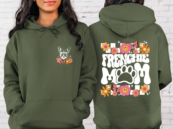 Frenchie Mom Hoodie, Retro French Bulldog Mom Sweatshirt, Dog Lover Shirt, French Bulldog Crewneck, New Dog Owner Gift, Pet Lover Sweatshirt