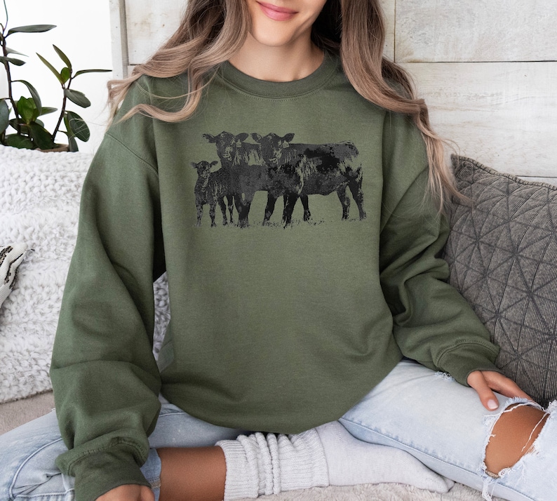 Cute Cow Shirt Gift For Farmers, Animal Lover Gift, Western Country T-Shirt, Cow Lover Sweatshirt, ,Farm Animal Sweatshirt,Farm Love Sweater image 4