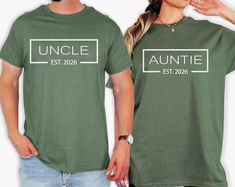 Custom Auntie & Uncle T-shirts, Matching Family Tees, Pregnancy Reveal Shirts, Funny Couple Shirts