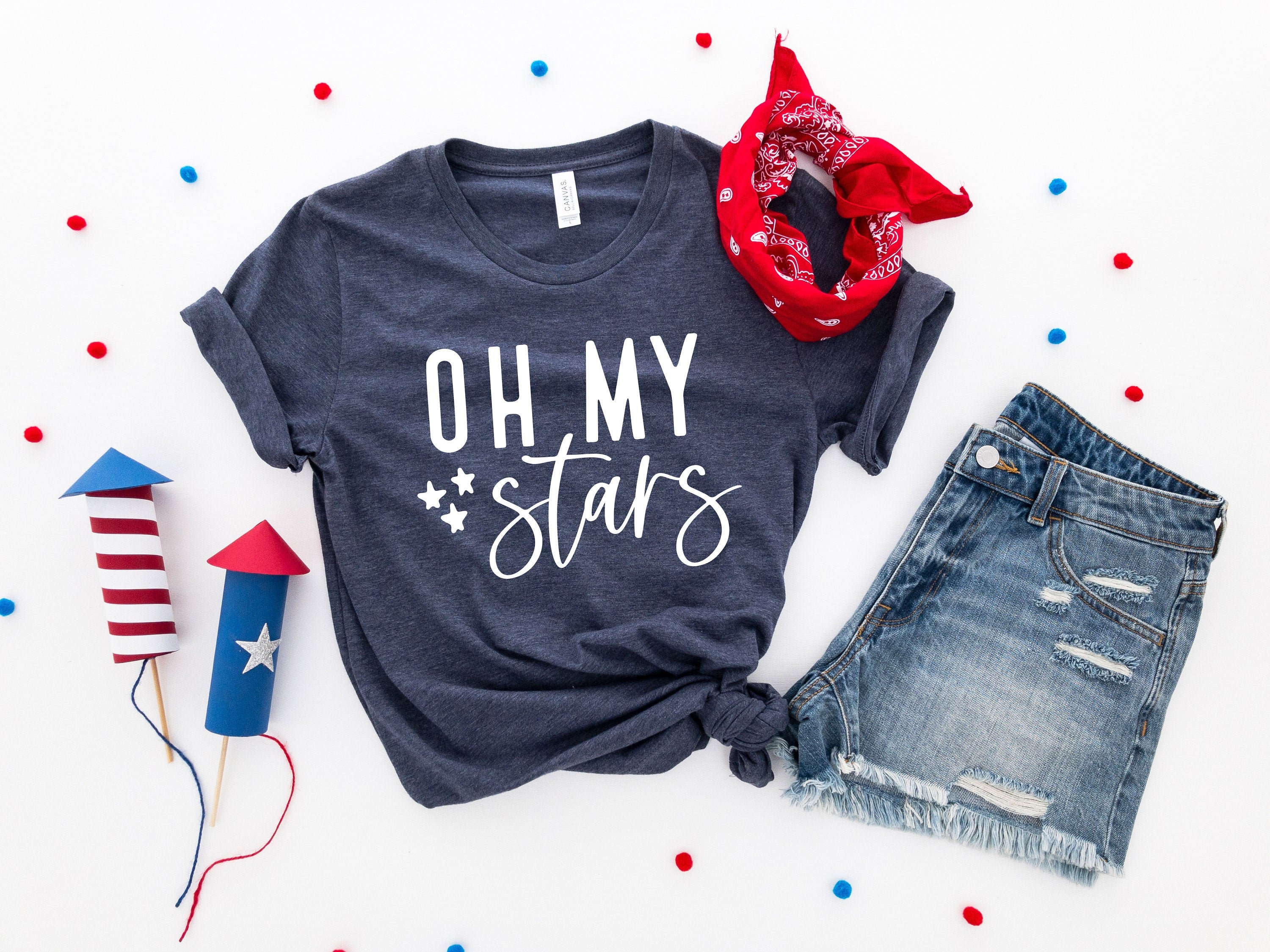 Oh My Stars T-shirt, Cute American Flag Outfit, Oh My Stars Shirt, USA Tee, American Mom Gift, 4th Of July Garment, Oh My Stars Tank Top