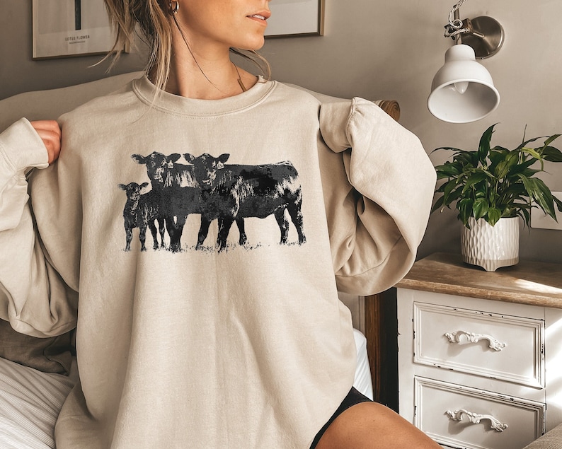 Cute Cow Shirt Gift For Farmers, Animal Lover Gift, Western Country T-Shirt, Cow Lover Sweatshirt, ,Farm Animal Sweatshirt,Farm Love Sweater image 1