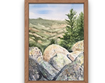 Boulder Colorado landscape fine art print, Summit of Flagstaff mountain landscape art, Gift for hikers, Mountain wall art painting