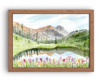 Rocky Mountain National Park fine art print, Mount Alice in Wild Basin watercolor painting, Gift for hikers and the home