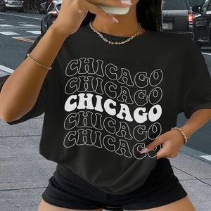 Funky Chicago Shirt, Chicago Tshirt, Chicago Womens Tee, Oversized Minimalist Tee, Trendy Varsity Shirt, Aesthetic Shirt