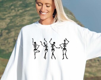 Dancing Skeleton Sweatshirt, Halloween Sweatshirt, Skull Sweatshirt, Womens Halloween, Fall Graphic Tee, Skeleton Tee, Halloween Crewneck