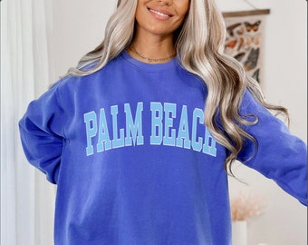 Palm Beach Sweatshirt, Comfort Colors, Aesthetic Hoodie, Trendy Cewneck, Florida Beach Pullover, vsco Girl Clothes, Oversized Preppy Clothes