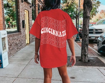 Camisa Funky Cincinnati, camiseta retro Cincinnati, camisa universitaria de gran tamaño, camisa Cincy estética de moda, colores cómodos, regalo para ella