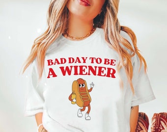 Camiseta Bad Day To Be A Wiener, Camiseta retro del 4 de julio, Camiseta de EE. UU., Camiseta Hot Dog America, Camiseta del 4 de julio, Colores cómodos, Fiesta en EE. UU.