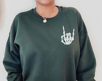 Skeleton Sweatshirt - Unisex - Skeleton Hand Sweatshirt - Halloween Sweatshirt - Fall Sweatshirt for Women
