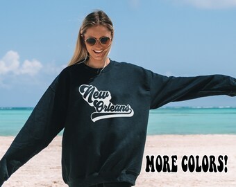 Retro New Orleans Sweatshirt, Cute New Orleans Crewneck, NOLA Sweatshirt, Preppy Sweater, Oversized Sweatshirt,New Orleans Fan, Gift for Her