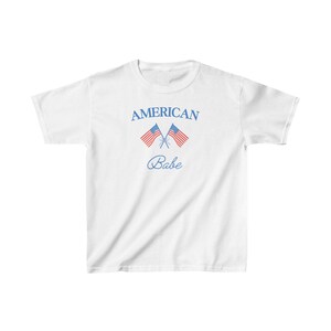 Retro American Babe Baby Tee, 4th of July Baby Tee, USA Graphic Tee, USA Shirt, Preppy America Baby Tee, America Graphic Tee image 2