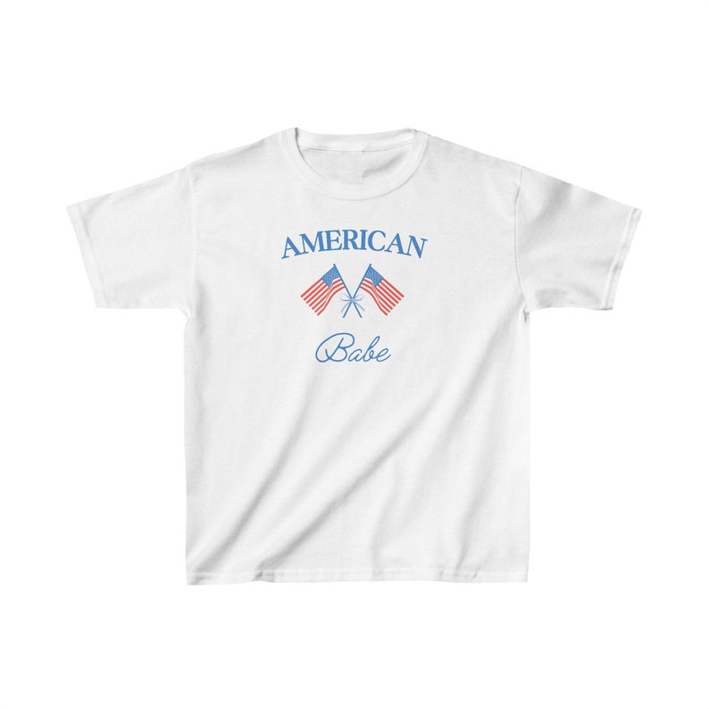 Retro American Babe Baby Tee, 4th of July Baby Tee, USA Graphic Tee, USA Shirt, Preppy America Baby Tee, America Graphic Tee image 2