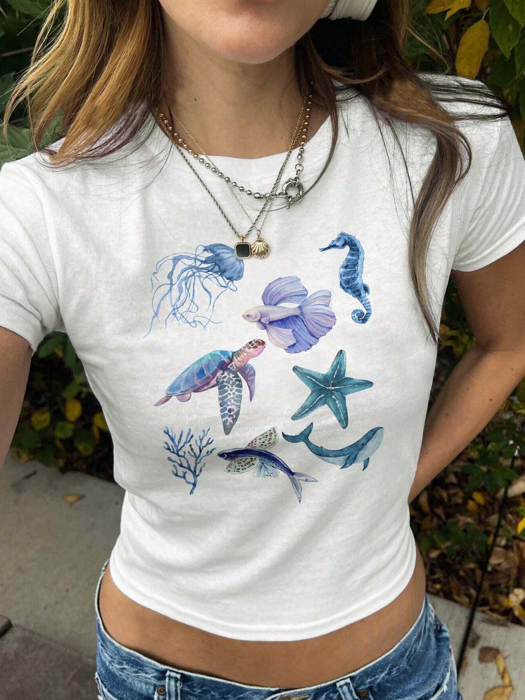 Ocean Baby Tee, Fish Baby Tee, Trendy Coastal Shirt, Vintage Graphic Tee, Beach Summer Baby Tee ...