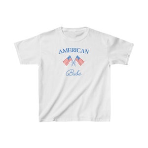 Retro American Babe Baby Tee, 4th of July Baby Tee, USA Graphic Tee, USA Shirt, Preppy America Baby Tee, America Graphic Tee image 5