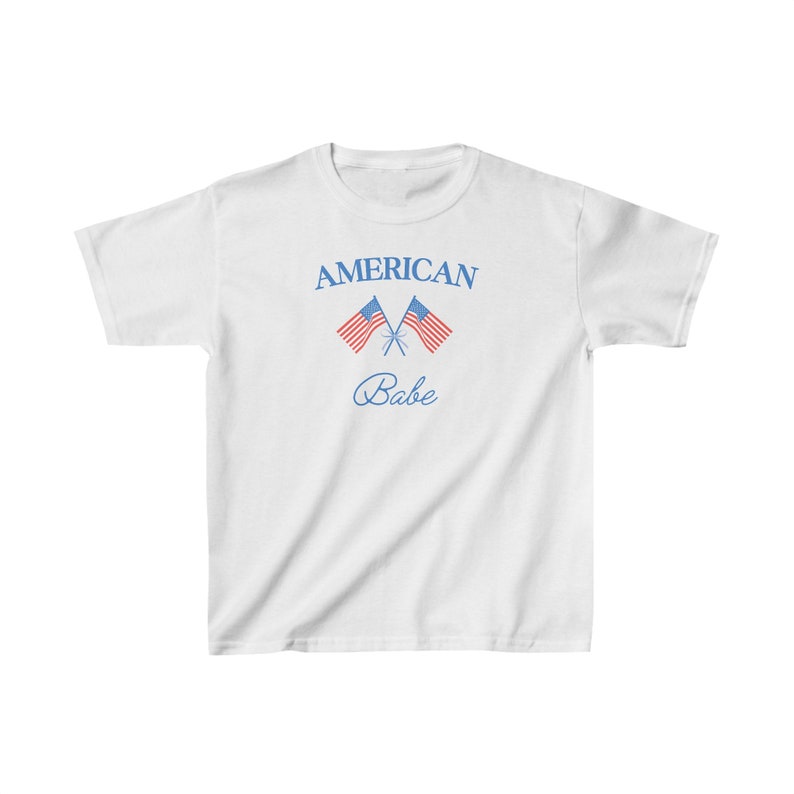 Retro American Babe Baby Tee, 4th of July Baby Tee, USA Graphic Tee, USA Shirt, Preppy America Baby Tee, America Graphic Tee image 5