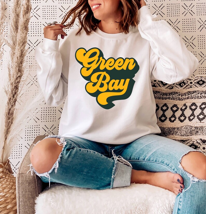 Retro Green Bay Sweatshirt Unisex Sweatshirt Cute Green image 0