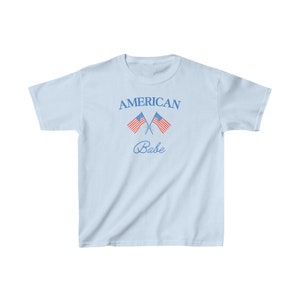 Retro American Babe Baby Tee, 4th of July Baby Tee, USA Graphic Tee, USA Shirt, Preppy America Baby Tee, America Graphic Tee image 6