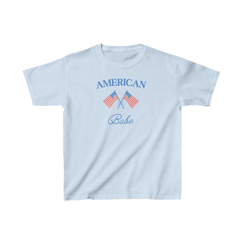 Retro American Babe Baby Tee, 4th of July Baby Tee, USA Graphic Tee, USA Shirt, Preppy America Baby Tee, America Graphic Tee image 6