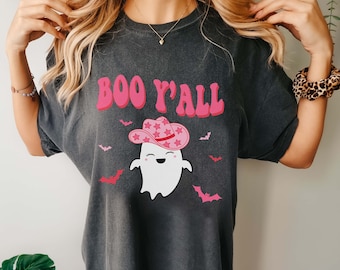 Cute Western Ghost Shirt, Comfort Colors®, Boo Y'all Shirt, Boo Ghost Shirt, Ghost Cowboy Shirt, Halloween Western Tee