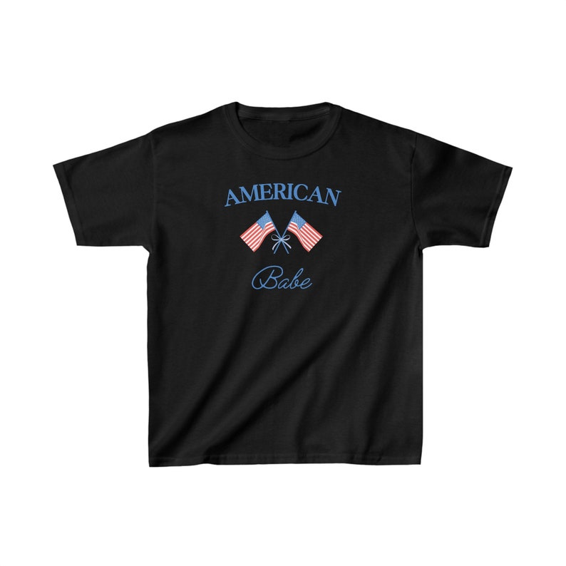 Retro American Babe Baby Tee, 4th of July Baby Tee, USA Graphic Tee, USA Shirt, Preppy America Baby Tee, America Graphic Tee image 3