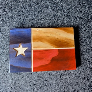 Beautiful Wooden Carved Texas Flag