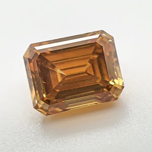 GIA 1.32ct Natural Cognac Orangey Yellow Emerald Diamond
