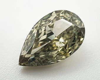 GIA 1.23ct Natural Fancy Olive Green Pear Diamond