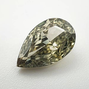 GIA 1.23ct Natural Fancy Olive Green Pear Diamond