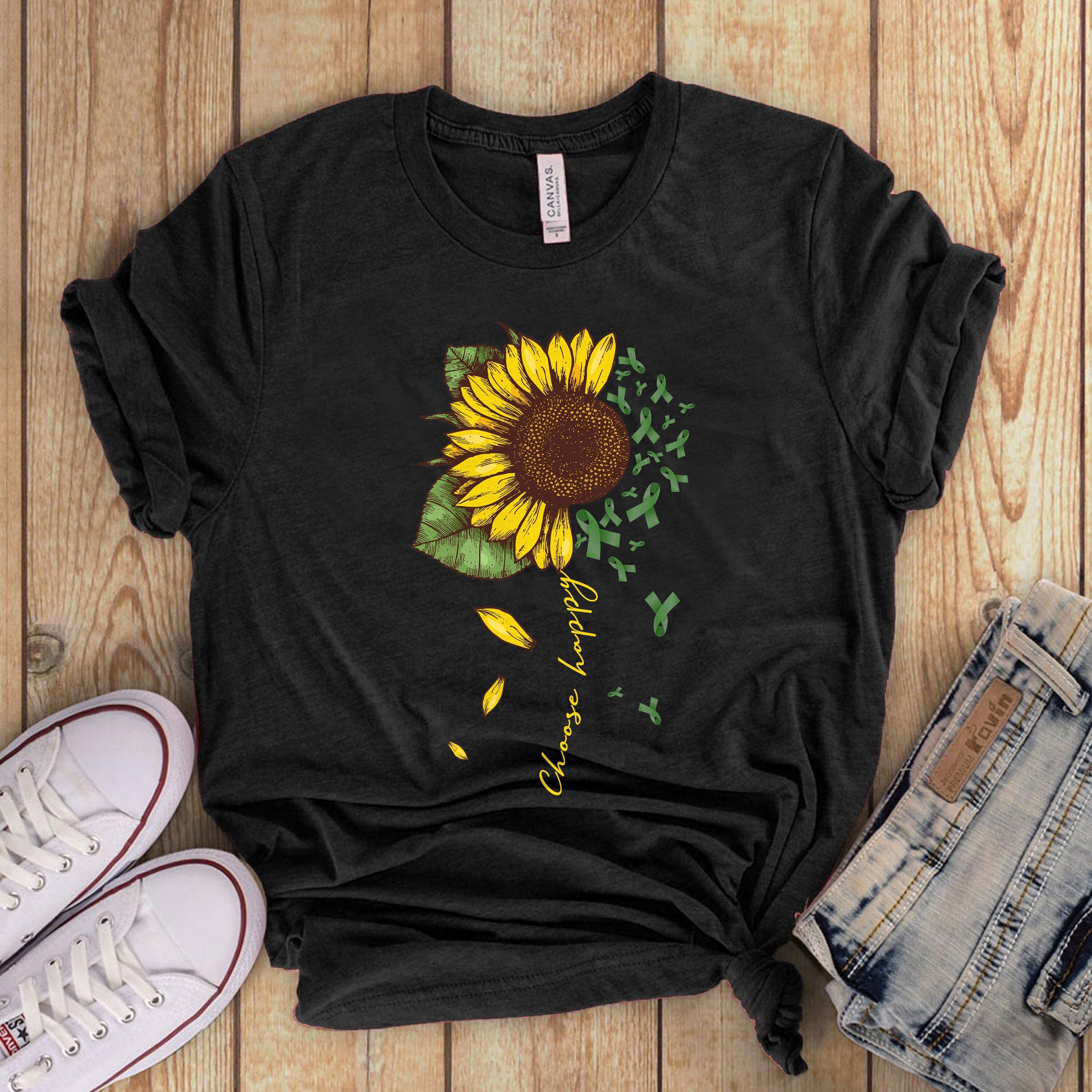 Liver Cancer Sunflower Shirt Liver Cancer Choose Happy Shirt - Etsy
