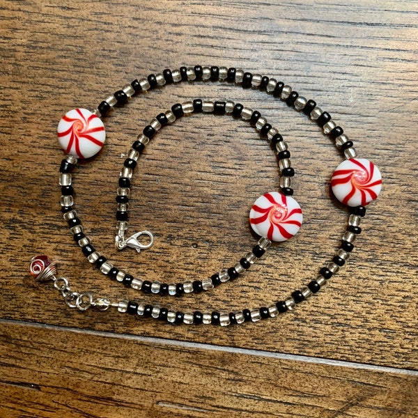 Festive Peppermint Holiday Necklace