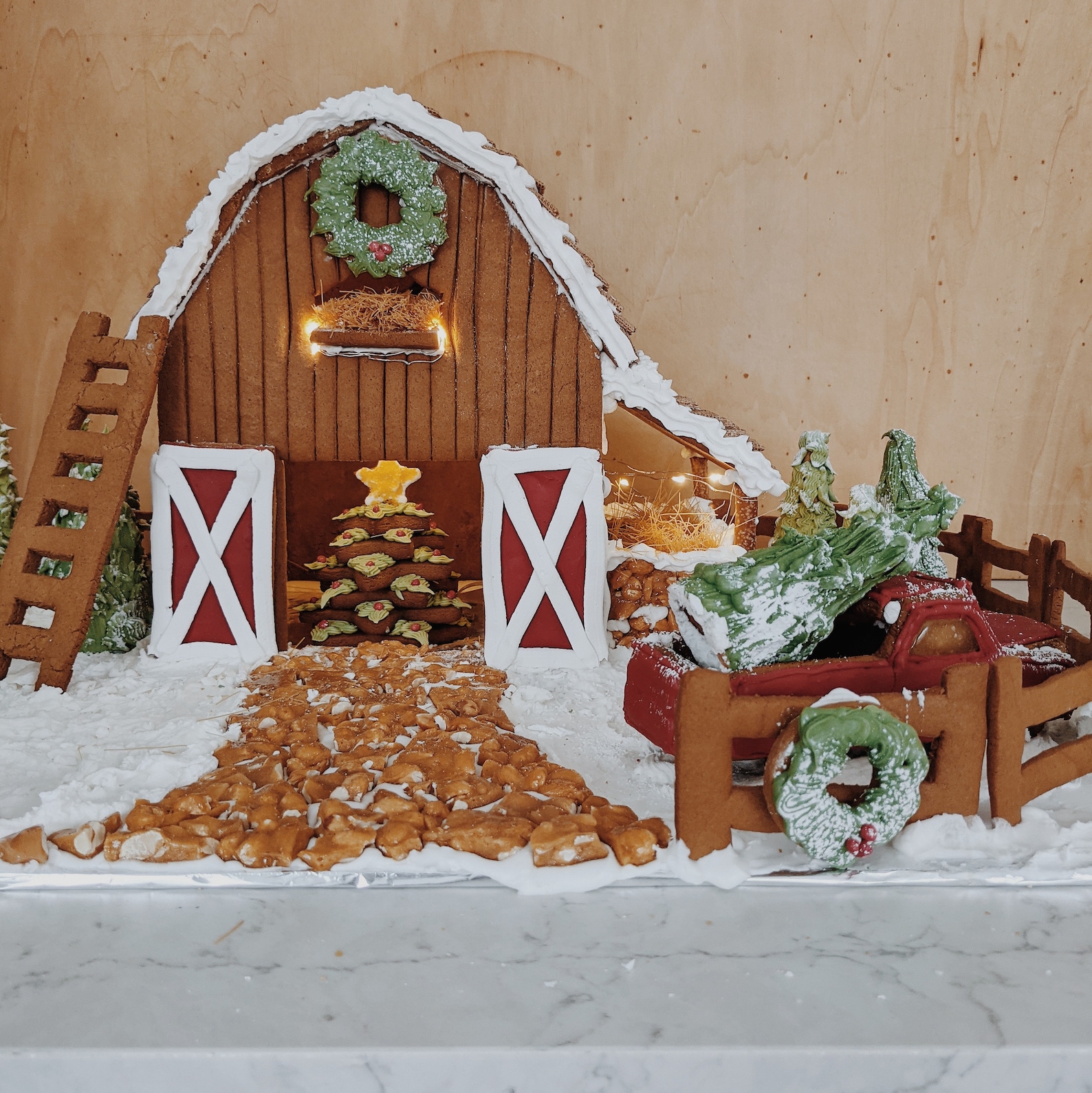 Barn Gingerbread House Template Etsy