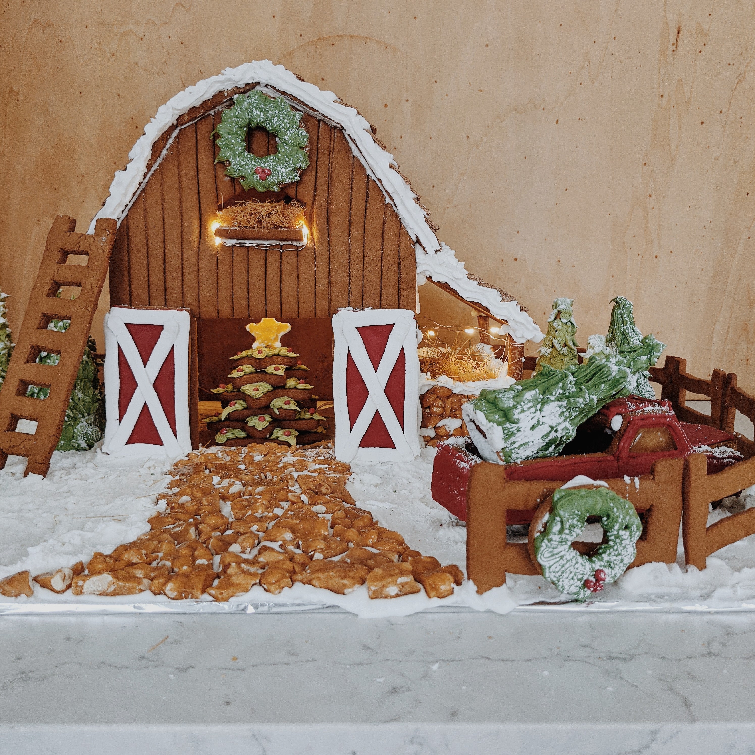 barn gingerbread house template - etsy israel