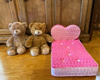 2 Build-a-Bears and a Pink Heart Build-a-Bear Foldable Bed