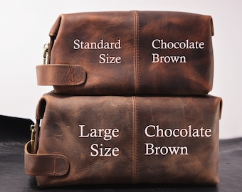 Fathers Day Gift, Personalized Distressed Full-Grain Leather Dopp Kit, Travel Bag,Gift for Him, Anniversary Gift, Gift for Groom/Birthday