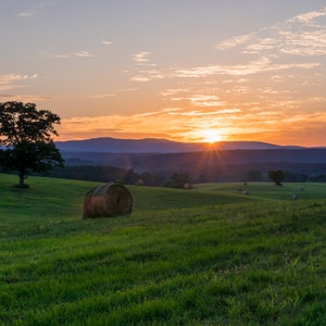 Minnow Creek Sunrise Ozarks Hay Field Photograph Photo Johnson Co Arkansas Metal Aluminum Print 20x30 inches
