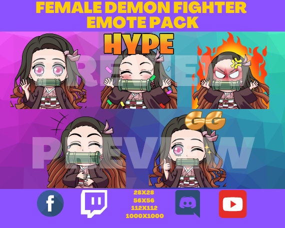 DEMON GIRL Emotes Pack (3) | Twitch | Discord |  | Streaming | D/S  Cute Anime Chibi