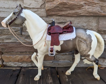 Model Horse Western Saddle Set Traditional (1:9 scale) - Chocolate