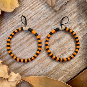 Bismarck ringed python patterned earrings (neonate coloration) . python hoop earrings . Halloween earrings for snake mom . Bothrochilus boa