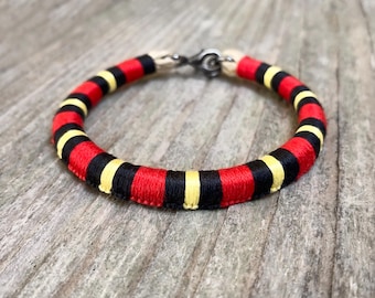 Scarlet kingsnake patterned bracelet . field herpetology gift for snake lover . Lampropeltis elapsoides