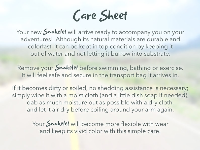 Peut inclure: Feuille de soin pour un Snakelet, un jouet en peluche durable et r&eacute;sistant &agrave; la d&eacute;coloration. La feuille fournit des instructions sur la fa&ccedil;on de garder le jouet propre et en bon &eacute;tat. Il est recommand&eacute; de garder le jouet hors de l'eau et &agrave; l'&eacute;cart du substrat, et de l'essuyer avec un chiffon humide s'il devient sale.