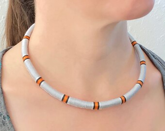 Pinstripe light phase Gray-Banded Kingsnake patterned necklace . Unisex necklace for herpetologist . Lampropeltis alterna (blairi)