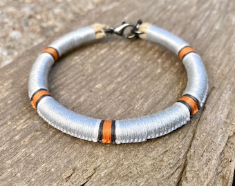 Pinstripe-orange light phase Gray-banded Kingsnake patterned bracelet - Lampropeltis alterna (blairi)